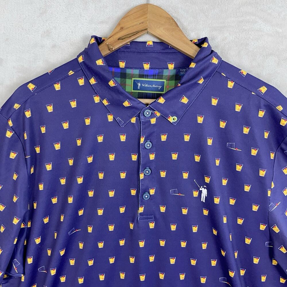 William Murray The Old Fashioned Cocktail Drinks Print Golf Polo Shirt Men's XL